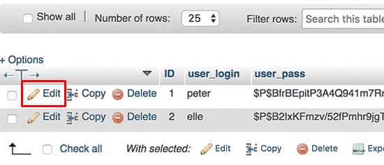 بازیابی رمز عبور وردپرس از طریق phpmyadmin - طاووس وب