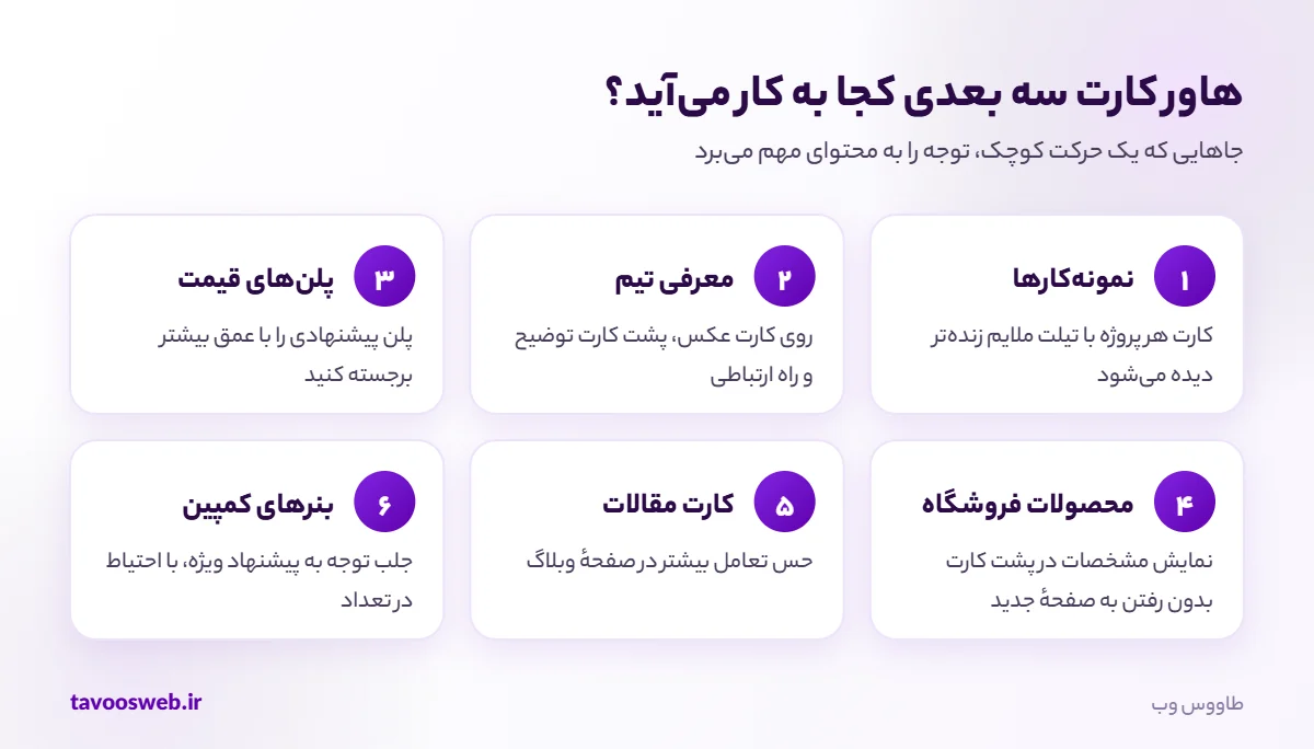کاربردهای هاور کارت سه بعدی در طراحی سایت
