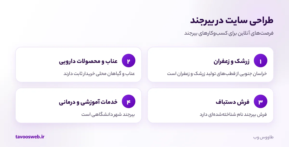 فرصتهای طراحی سایت برای کسبوکارهای بیرجند